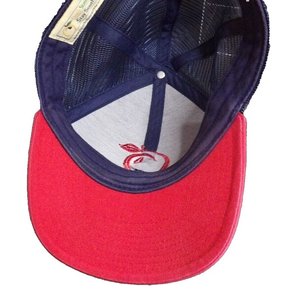 Stay Southern Georgia Baseball Hat Cap Adjustable Trucker Blue Red Peach State - Picture 7 of 9